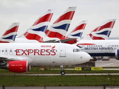 Iberia and BA planes at Heathrow.