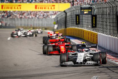 Pierre Gasly, en acción durante el GP de Rusia de la F1.