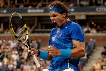 Nadal celebrates a victory.