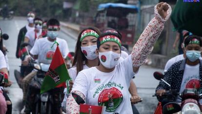 En campaña a favor de un partido Kachin en Myitchina-Kachin State-Myanmar