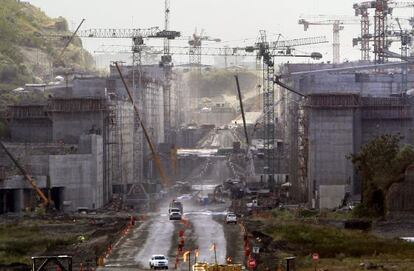 Vista de las obras del canal de Panamá, de Sacyr.
