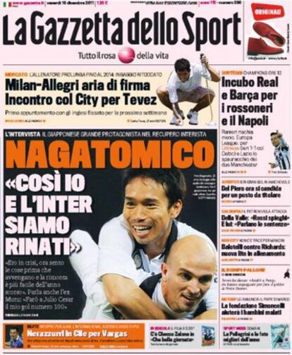 Portada de 'La Gazzetta dello Sport'.