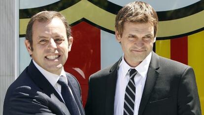 Sandro Rosell y Tito Vilanova, esta mañana