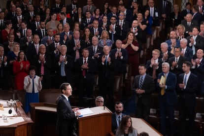 El presidente de Israel, Isaac Herzog, se dirige al Congreso, este miércoles en Washington.