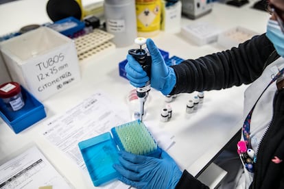 Toma de muestras en el laboratorio de La Paz.