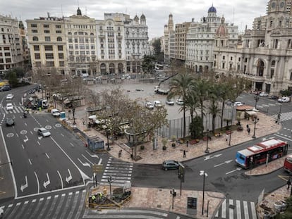 La plaza del Ayuntamiento de Valencia se convertirá en peatonal a partir del 20 de marzo. 