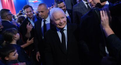 El líder del PiS, Jaroslaw Kaczynski, en un acto de campaña el pasado viernes. 