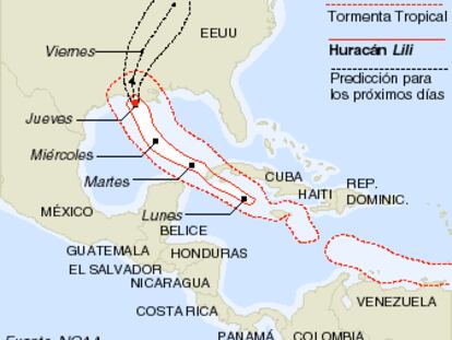 Recorrido del huracán Lili