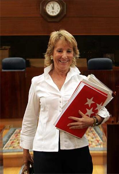 Esperanza Aguirre, ayer en la Asamblea de Madrid.