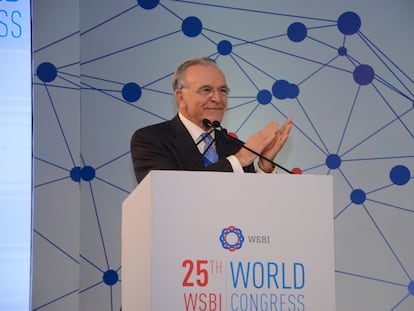 Isidro Fainé, presidente del instituto mundial de las cajas de ahorros, durante un evento del organismo.