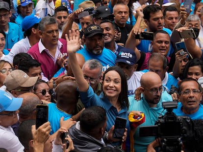 María Corina Machado y sus seguidores en un acto en Caracas, la semana pasada.