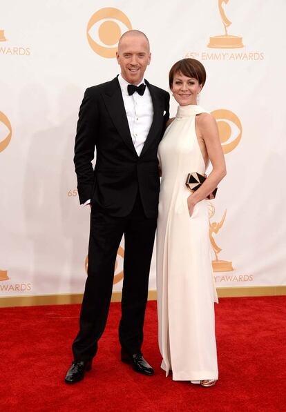 Damian Lewis, protagonista de Homeland, con rapado radical y junto a su mujer, Helen McCrory.