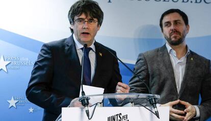 Puigdemont i Comín, este miércoles en Bruselas.