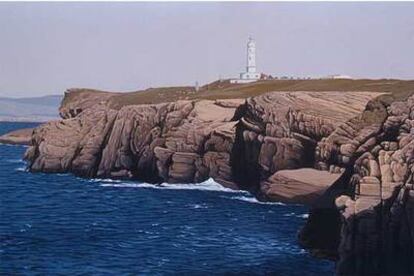 Uno de los cuadros de Eduardo Sanz sobre el faro de Cabo Mayor, de Santander.