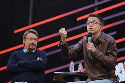 Xavier Domènech e Iñigo Errejón, en un acto este viernes en Barcelona.