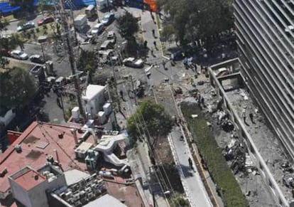 Avenida sobre la que se estrelló la avioneta en que viajaba el ministro de Gobernación mexicano.