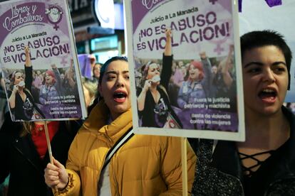 Manifestación frente al Ministerio de Justicia en 2018 por la nueva sentencia contra La Manada.