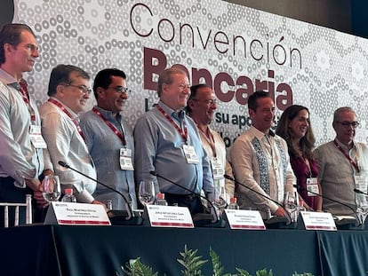 Miembros de la Asociación de Bancos de México durante el inicio de actividades de la 88 Convención Bancaria, en el Estado de Nayarit, México, EL 8 DE MAYO 2025.