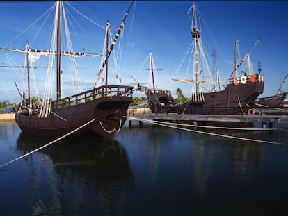 Réplica de las carabelas de Cristóbal Colón, en La Rábida, Palos de la Frontera (Huelva).  
 