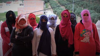 Temporeras marroquíes que han denunciado abusos sexuales y laborales cuando trabajaban en Huelva. 
 
 