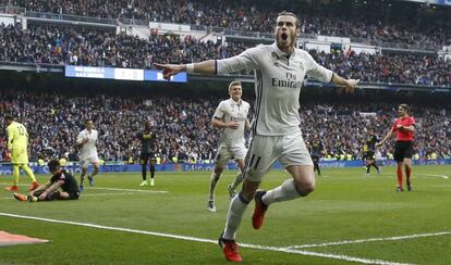 Bale celebra su gol, el segundo del Madrid.