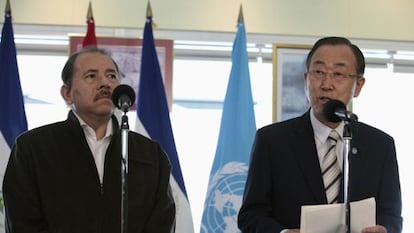Ortega y Ban Ki-Moon en Nicaragua.