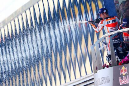 Dani Pedrosa celebra su victoria en el Gran Premio de España en MotoGP.