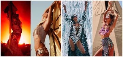 Los famosos ángeles de Victoria's Secret aterrizaron en el festival luciendo los estilismos más atrevidos. Y todas ellas han utilizado las redes sociales para mostrarlos. En la foto, los looks compartidos por la modelo brasileña Alessandra Ambrosio.