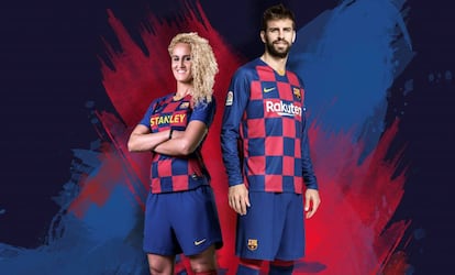 Hamraoui y Piqué presentan la camiseta para la temporada 2019-2020. 