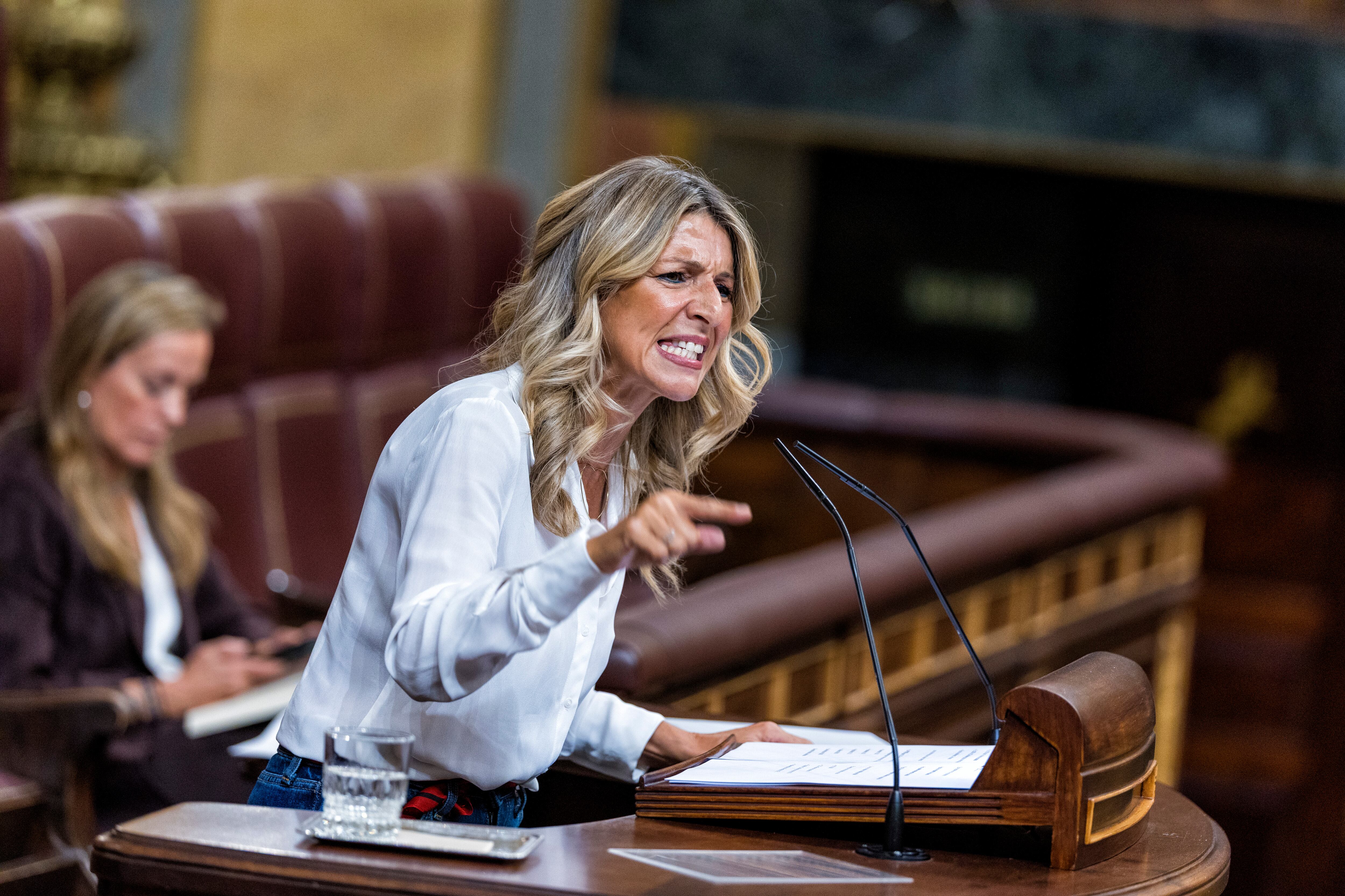 Yolanda Díaz, este miércoles durante su intervención en el Congreso. 
