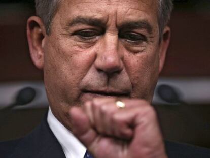 John Boehner, durante su comparecencia ante los periodistas en el Capitolio.