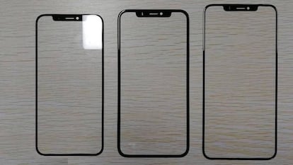 Paneles de los supuestos tres nuevos modelos de iPhone, según filtraciones de la cadena de producción