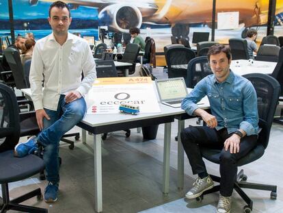 Daniel Díaz e Ivan Luarca, dos de los fundadores de Eccocar en sus oficinas en Madrid. 