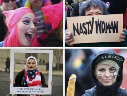 Várias mulheres protestam em diferentes cidades do mundo no último dia 21 de janeiro após a vitória de Trump.