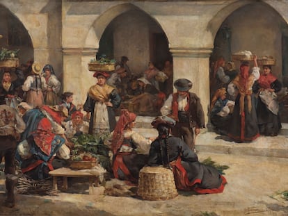 'Mercado de Noia (A Coruña)', pintado por Manuel Domínguez Meunier en 1898, perteneciente al Museo del Prado y en el Ayuntamiento de Noia.