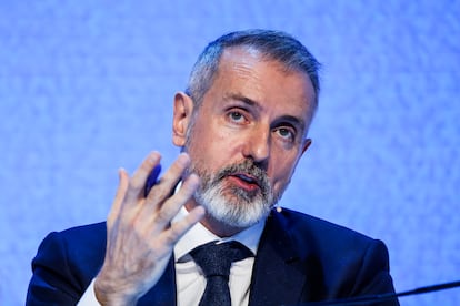 Marc Murtra, presidente de Telefónica y expresidente de Indra, el pasado febrero.