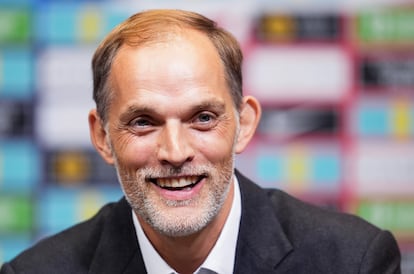 Thomas Tuchel habla en su presentación como seleccionador inglés en el estadio de Wembley.