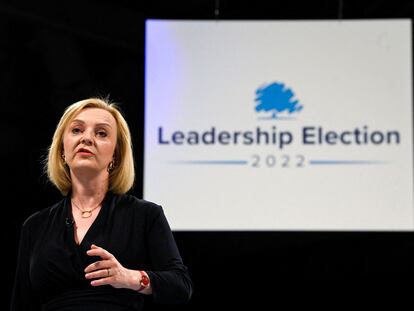 Liz Truss, el día 11 en un acto electoral de la campaña de las primarias de los 'tories' en Cheltenham (Inglaterra).