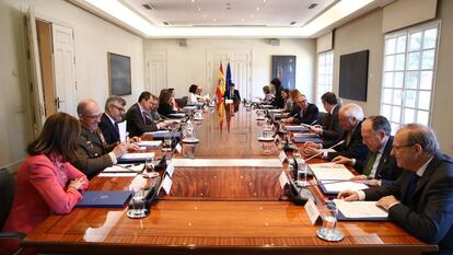 El presidente del Gobierno, Pedro Sánchez, preside en La Moncloa la reunión del Consejo de Seguridad Nacional.