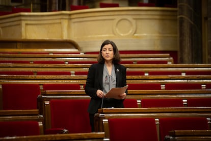 La diputada electa del PSC, Eva Granados, durante su intervención en la Diputación Permanente del Parlament.