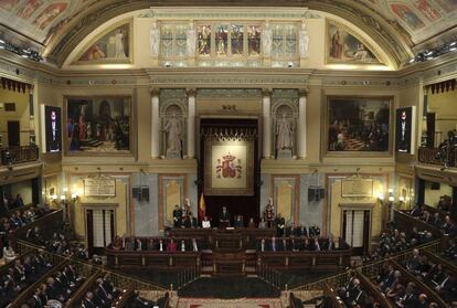 Hemiciclo del Congreso de los Diputados durante el discurso del Rey Felipe VI.