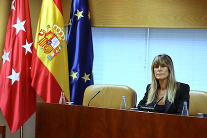 Begoña Gómez, esposa del presidente de, Pedro Sánchez, este miércoles en la Asamblea de Madrid.