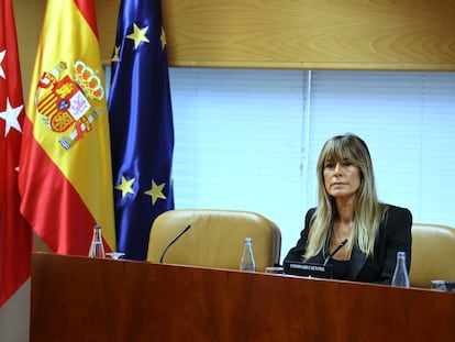 Begoña Gómez, esposa del presidente de, Pedro Sánchez, este miércoles en la Asamblea de Madrid.