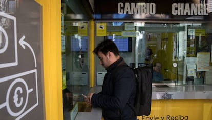 Casa de cambio de divisas en Madrid.