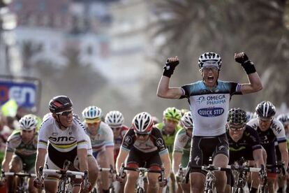 El franc&eacute;s Sylvain Chavanel, tras poclamarse campe&oacute;n de la etapa.