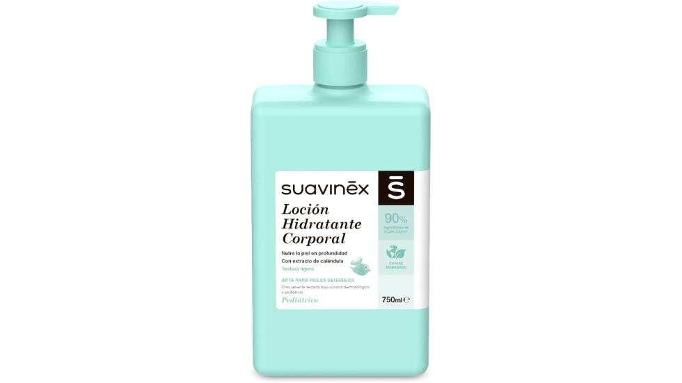 Vista en detalle de la crema corporal no grasa de Suavinex.