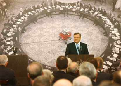 El presidente de Polonia, Aleksander Kwasniewski, durante una conferencia ayer en Varsovia.