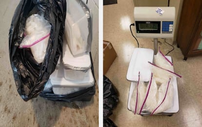 Bolsas con metanfetamina cristalina decomisadas por las autoridades estadounidenses.