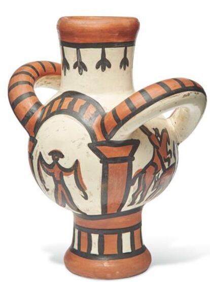 'Gros oiseau', envase de cerámica pintado por Picasso en 1953.