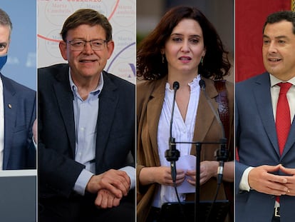 De izquierda a derecha, Iñigo Urkullu, Ximo Puig, Isabel Díaz Ayuso y Juan Manuel Moreno.